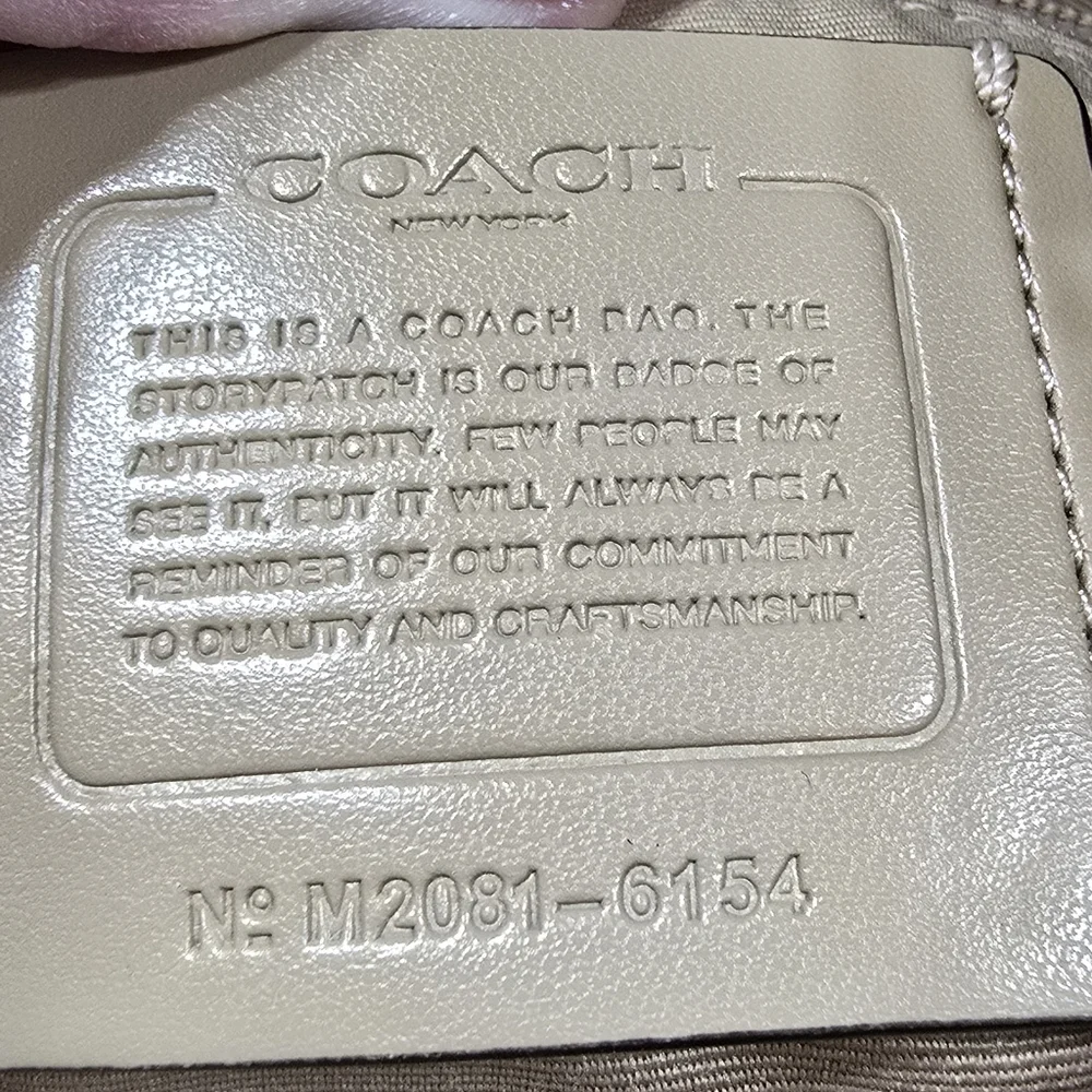 COACH PEBBLE LEATHER SHOULDER BAG, LIKE NEW TAN-TAUPE-BROWN, POCKETS, LINED - Picture 10 of 10
